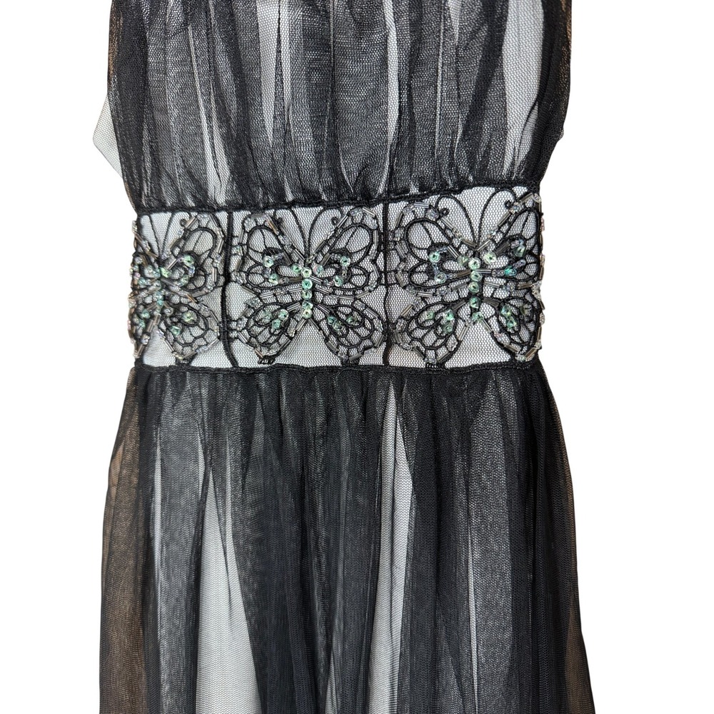 Vintage Mymichelle Black Tulle Butterfly Embellished Party Dress Kids Size 8